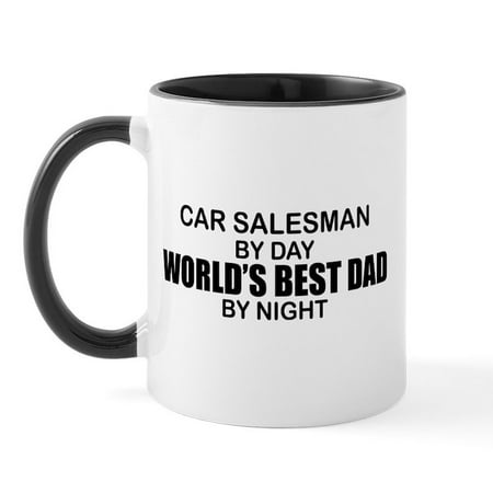 

CafePress - World s Best Dad Car Salesman Mug - 11 oz Ceramic Mug - Novelty Coffee Tea Cup