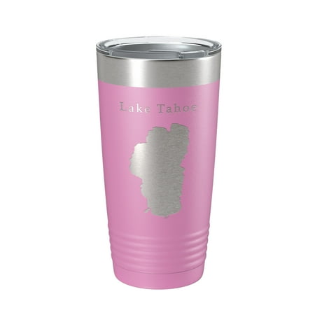 

Lake Tahoe Map Tumbler Travel Mug Insulated Laser Engraved Coffee Cup California Nevada 20 oz Light Purple