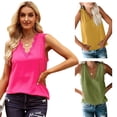 thumbnail image 4 of FLMEI Womens Sleeveless Tank Tops Summer Solid Color Chiffon Shirts Lace Loose Blouses V-Neck T-Shirts for Women's S-XXL, 4 of 8