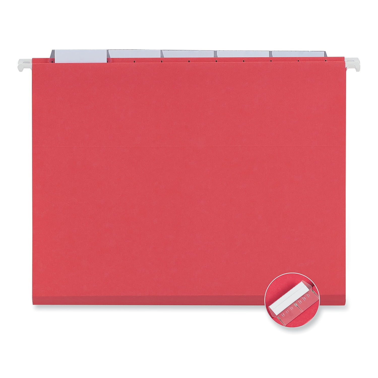 Universal UNV14118EE 1/5-Cut Tab Deluxe Bright Color Hanging File Folders - Letter Size, Red (25/Box)