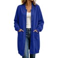 thumbnail image 7 of WIZUTIZ Women's Solid Color Button Front Jacket Mid-Length Long Sleeve Pockets Loose Fit Casual Winter Warm Coat Outerwear, 7 of 7