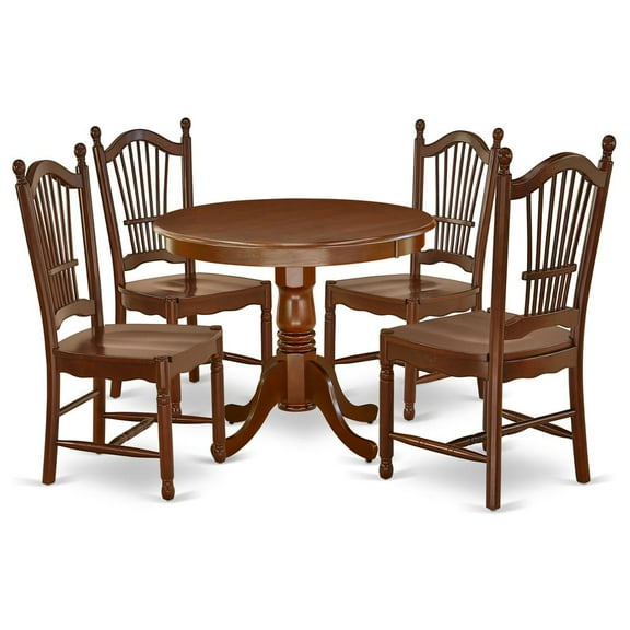 East West Furniture Dining Room Set Mahogany, ANDO5-MAH-W