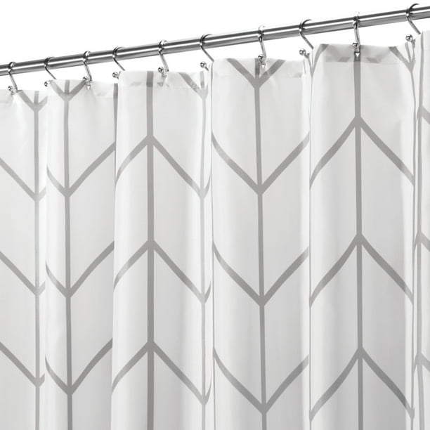 mDesign Fabric Geometric Shower Curtain Herringbone Chevron Print