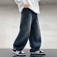 thumbnail image 6 of Caixia Boys Casual Straight Leg Baggy Jeans Kids Elastic Waist Loose Denim Pants with Pockets, 6 of 8