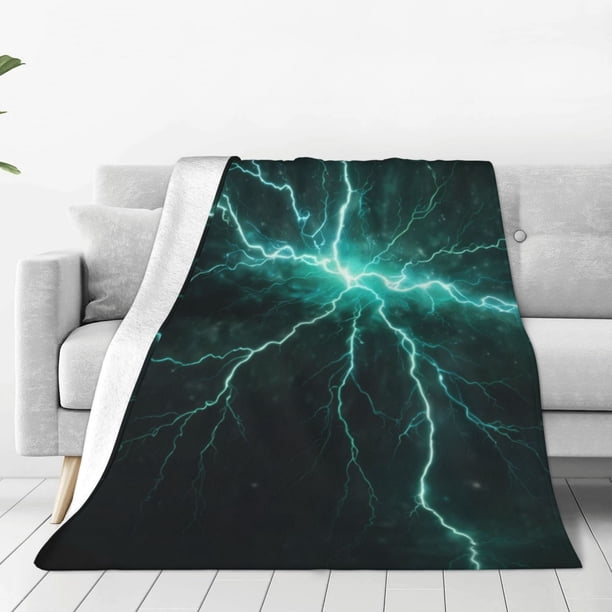 Balery Green Lightning Flash Manta de Felpa Suave y Acogedora – Cobija de Franela Aterciopelada para Cama, Lavable y Cálida para Sofá, Mascotas, Transpirable-50"x40"