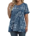 thumbnail image 3 of Fantaslook Plus Size Womens Tunic Tops Short Sleeve Casual Floral Shirts Swing Flare Dressy Blouses, 3 of 9