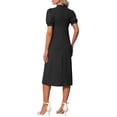 thumbnail image 3 of INSPIRE CHIC Women's Work Maternity Dresses Mock Neck Button Pleated Front Office A-Line Pregnancy Business Dress M Black, 3 of 6