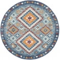 thumbnail image 2 of 5â€™ Round Blue and Multi Diamonds Area Rug, 2 of 2