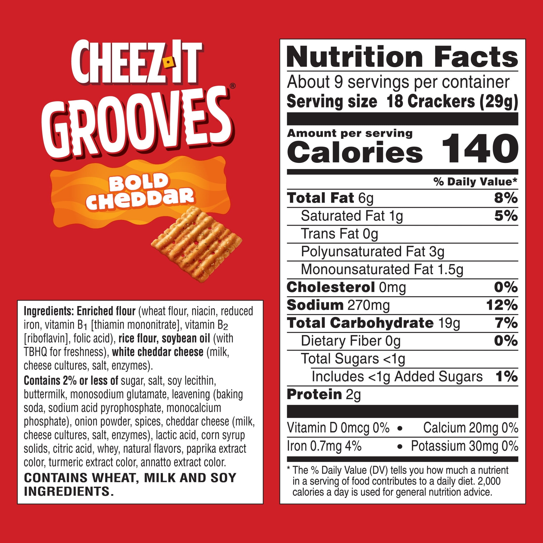 (12 pack) Cheez-It Grooves Bold Cheddar Cheese Crackers, Crunchy Snack Crackers, 9 oz