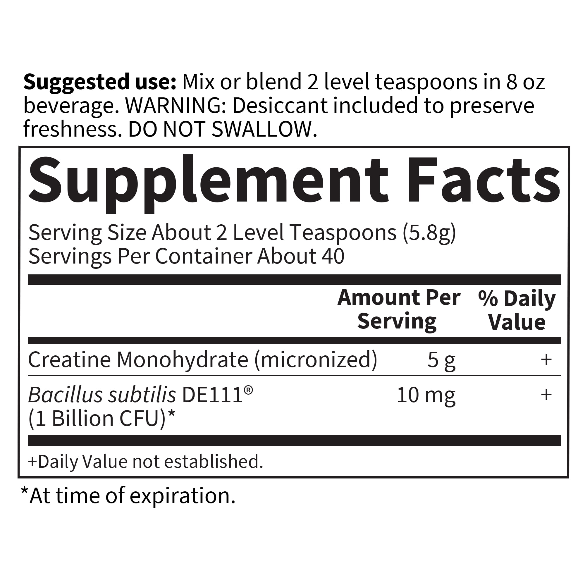 Garden of Life Creatine Monohydrate + Probiotics Non-GMO Gluten-Free Powder 8.1oz