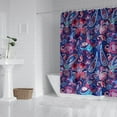thumbnail image 3 of Extra Long Boho Shower Curtain 72x84 Inches - Vintage Floral & Tropical Leaves Pattern, Waterproof Bohemian Bathroom Decor with 12 Hooks, Tribal Rustic Style, 3 of 5