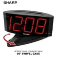 thumbnail image 6 of SHARP LED Digital Alarm Clock, Swivel Base, Alarm, Snooze, Brightness Dimmer, Black Case -White LED, 6 of 14