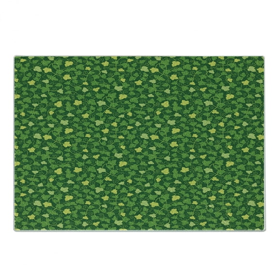 Abstract Green Cutting Board, Cartoon Ivy Plants with Leaves Nature Theme, Decorative Tempered Glass Cutting and Serving Board, in 3 Sizes, by Ambesonne