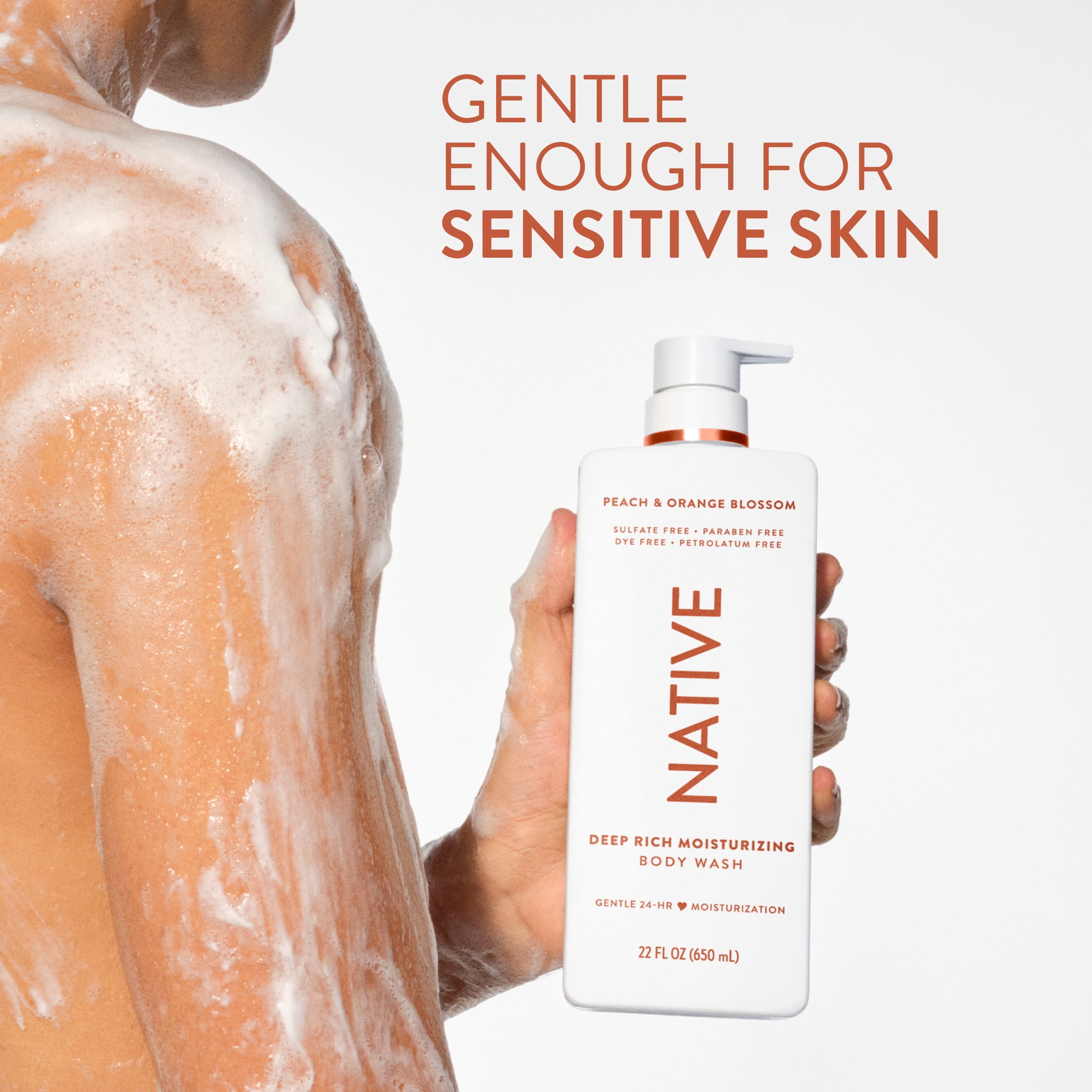 Native Moisturizing Body Wash Peach & Orange Blossom, 22 fl oz