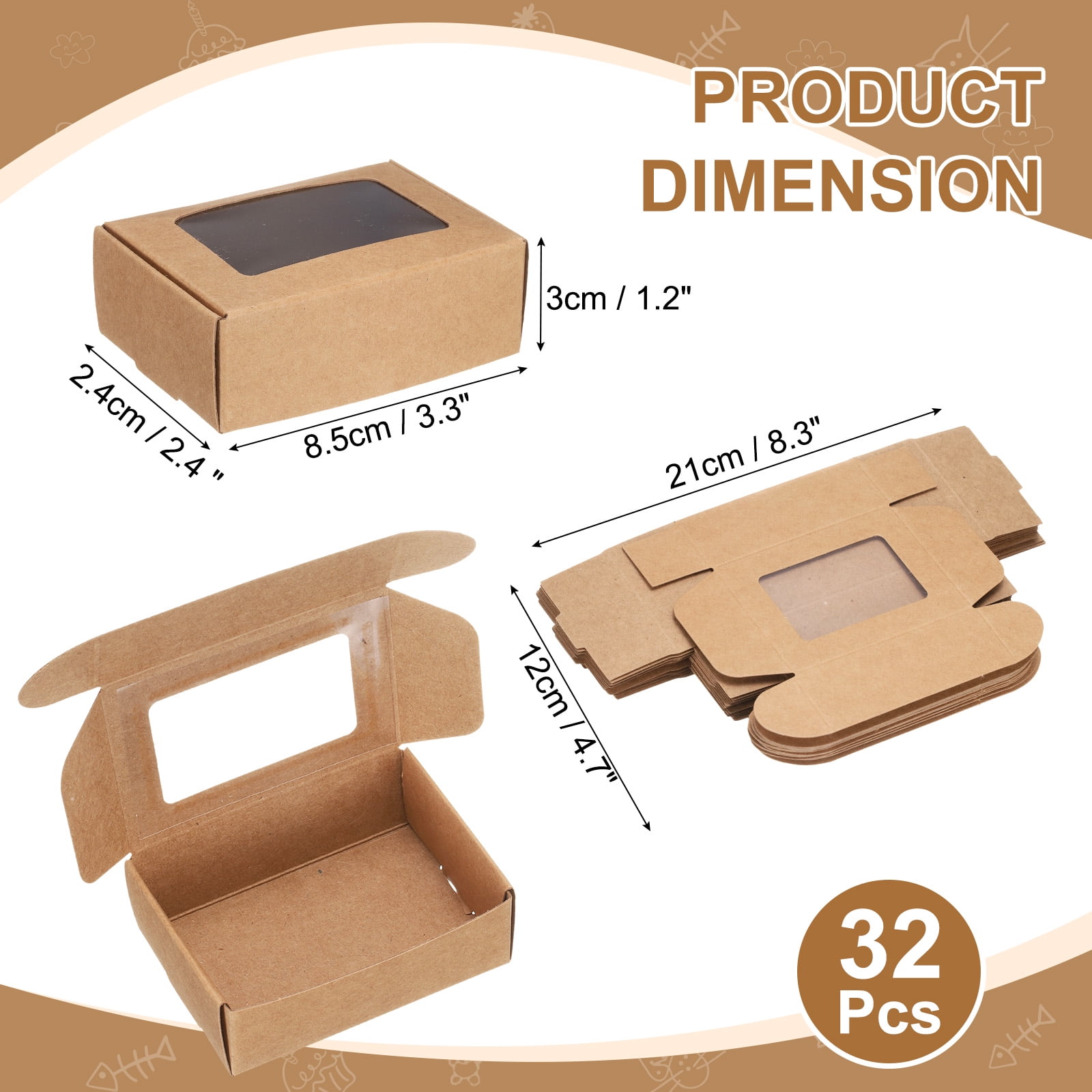 Unique Bargains 32Pcs Kraft Soap Mini Kraft Treat Boxes Light Brown 3.3" x 2.4" x 1.2"