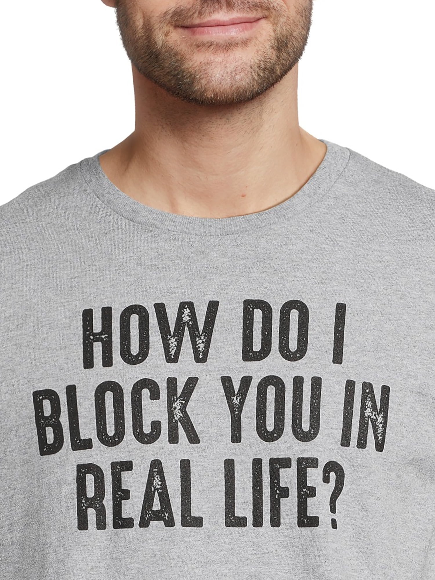 Humor Men's and Big Men's How Do I Block You In Real Life Graphic Tee with Short Sleeves, Sizes S-3XL