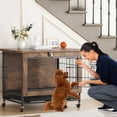 thumbnail image 3 of BeesClover Meuble Cage pour Chien avec 2 Portes, Petites Cages pour Chien d'Intérieur avec Roues, Meuble de Chenil en Bois Robuste, Cage pour Table d'Appoint, Anti-Mordillage, 3 of 7