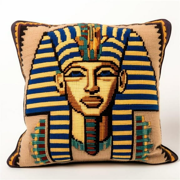 Egypt Latch Hook Kits Pillow with Printed Canvas DIY Cushion Crochet Yarn Embroidery Hook and Latch Kit Pillowcase Christmas Soafa Decoration