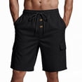thumbnail image 2 of DDAPJ pyju Men's Cargo Shorts Lightweight Drawstring Hiking Shorts Straight Leg Work Shorts with Multi Pockets Black XXL, 2 of 6