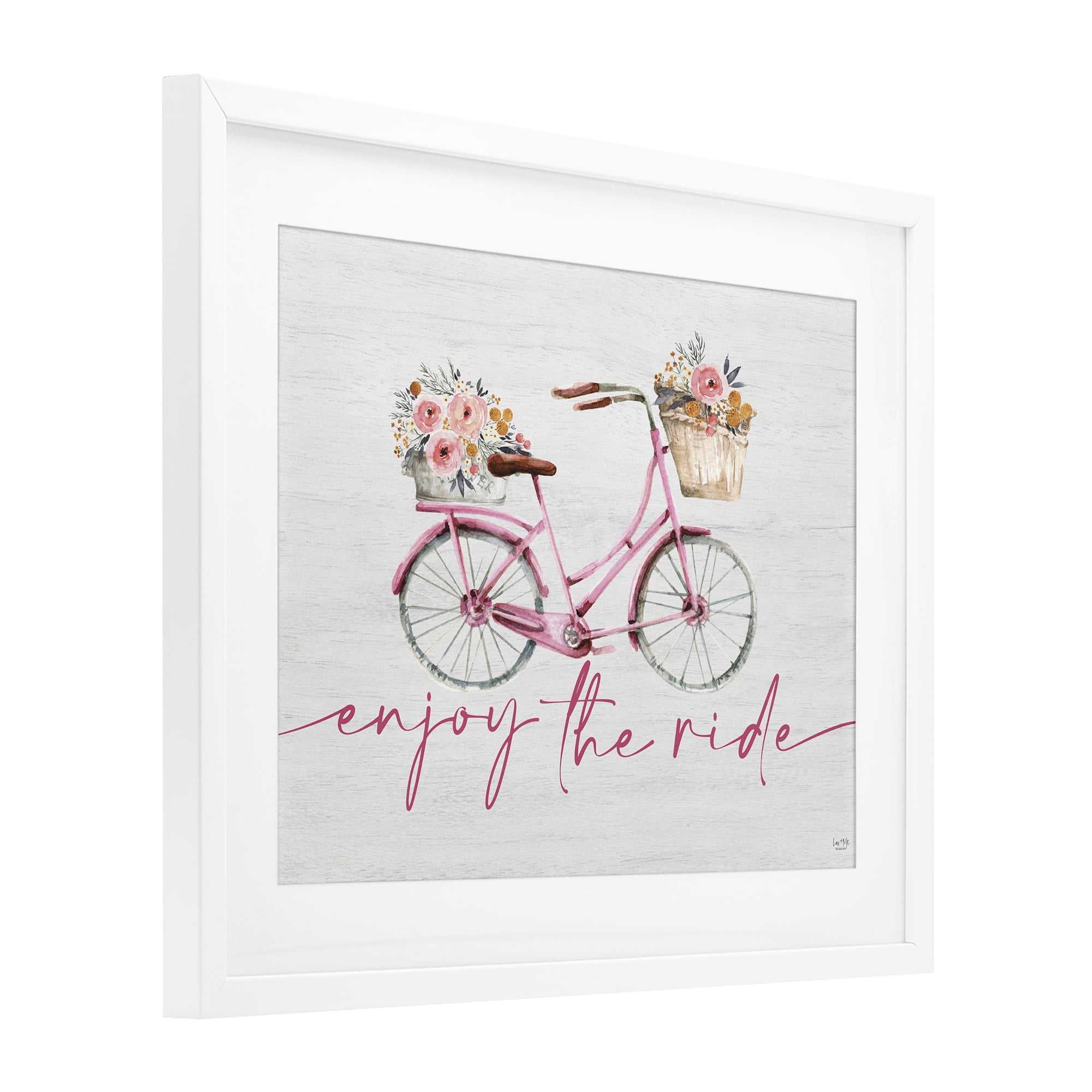Stupell Industries Enjoy The Ride Bicycle White Framed Print Under Glass, design by Lux + Me Designs