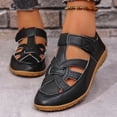 thumbnail image 2 of Womens Fisherman Sandals Closed Toe Cutout Flat Walking Shoes Comfortable Arch Support Summer Beach Shoes Black Size 9, 2 of 6