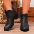 thumbnail image 3 of SACFOF Ankle Boots for Women Casual Dress Low Heeled Booties V Cut Fashion Thick Heel Design Shoes Fashion Pointed Toe Chunky Heel Zipper Slip On Short Boots, 3 of 6