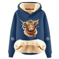 thumbnail image 2 of Christmas Hoodie For Women Funny Highland Cow Print Casual Loose Fit Cozy Sweatshirt Warm Xmas Blouses Long Sleeve Pullover Tops Fall Winter Loungewear Outfits Clothes Navy L, 2 of 3