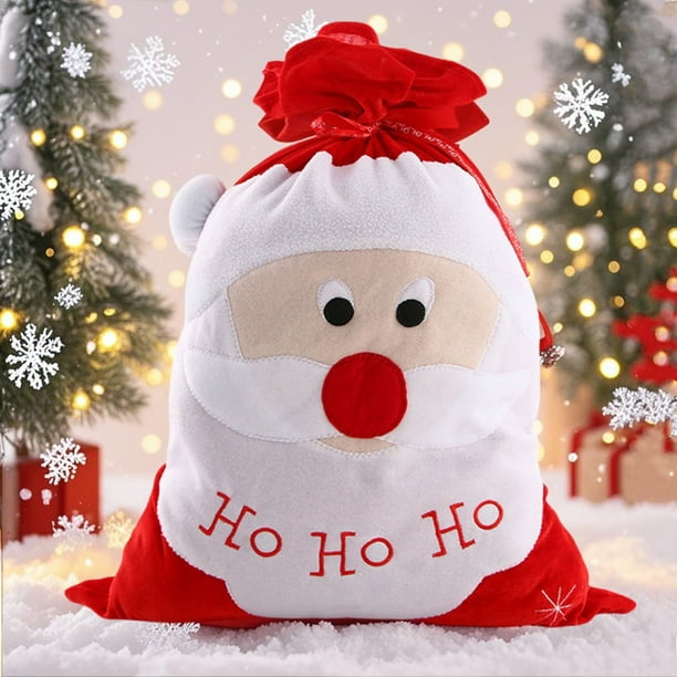 Bolsa de Regalo de Terciopelo con Cordón para Navidad Mochila de Regalo de Terciopelo de Papá Noel