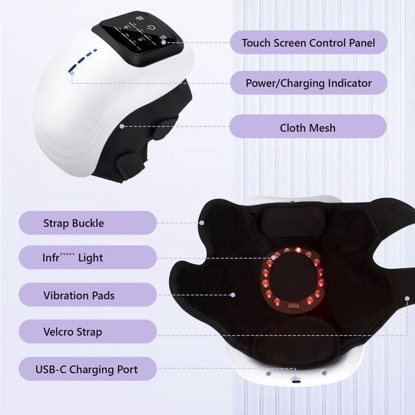 Cordless Knee Massager with Heat, Vibration & Red Light, 3-in-1 Rechargeable Knee Wrap for Soothing Comfort, Joint Relaxation at Home, Office, and Post-Workout Recovery Support