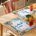 thumbnail image 4 of Seahorse Coastal Placemats Set of 12 Summer Nautical Starfish Coral Grey Wooden Place Mats Indoor Wipeable Table Mats Washable Dining Table Placemats for Kitchen Holiday Party Home Decor 13x19 Inch, 4 of 9