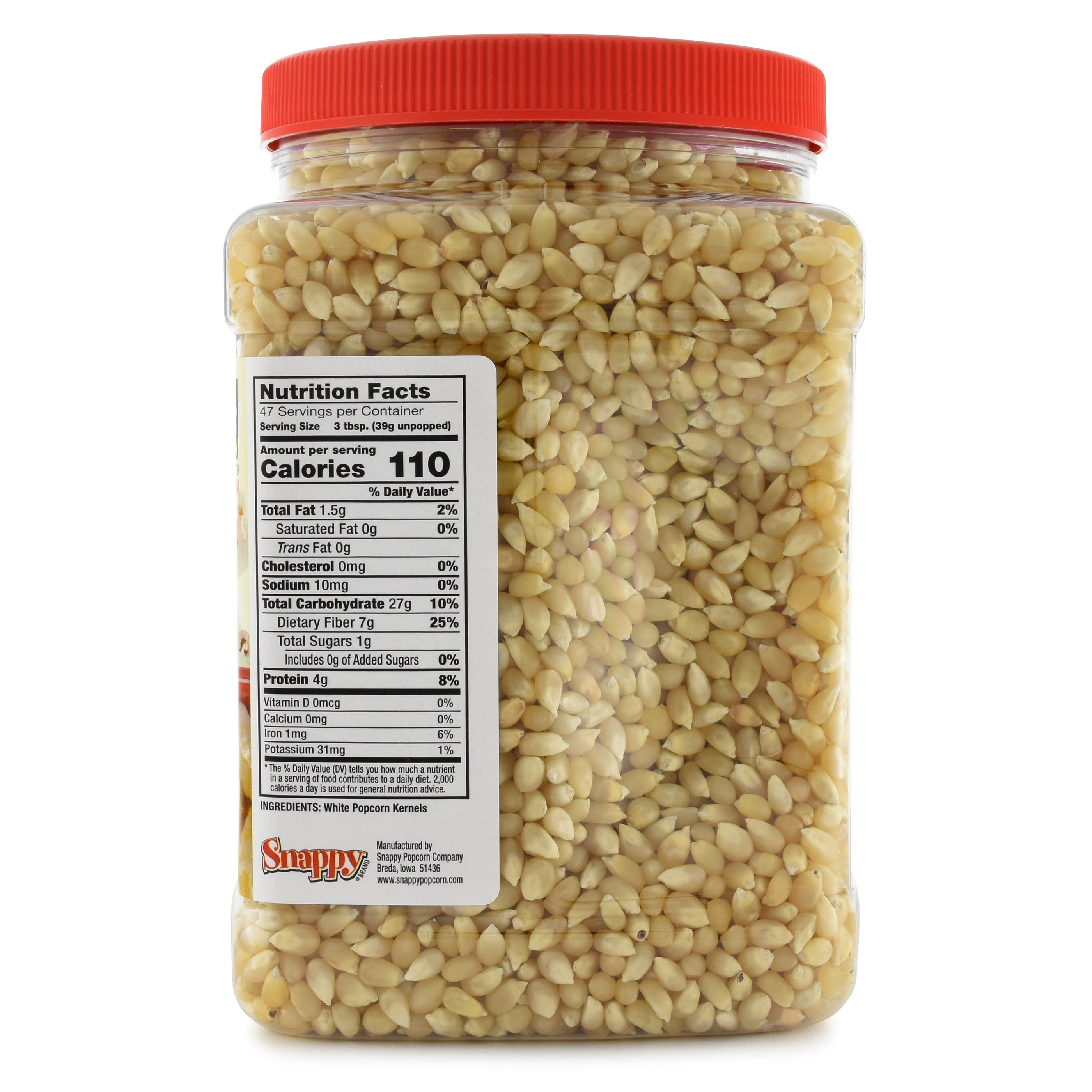 Snappy White Popcorn Kernels, 4 lb Resealable Jar, Non-GMO, for Machine or Stove