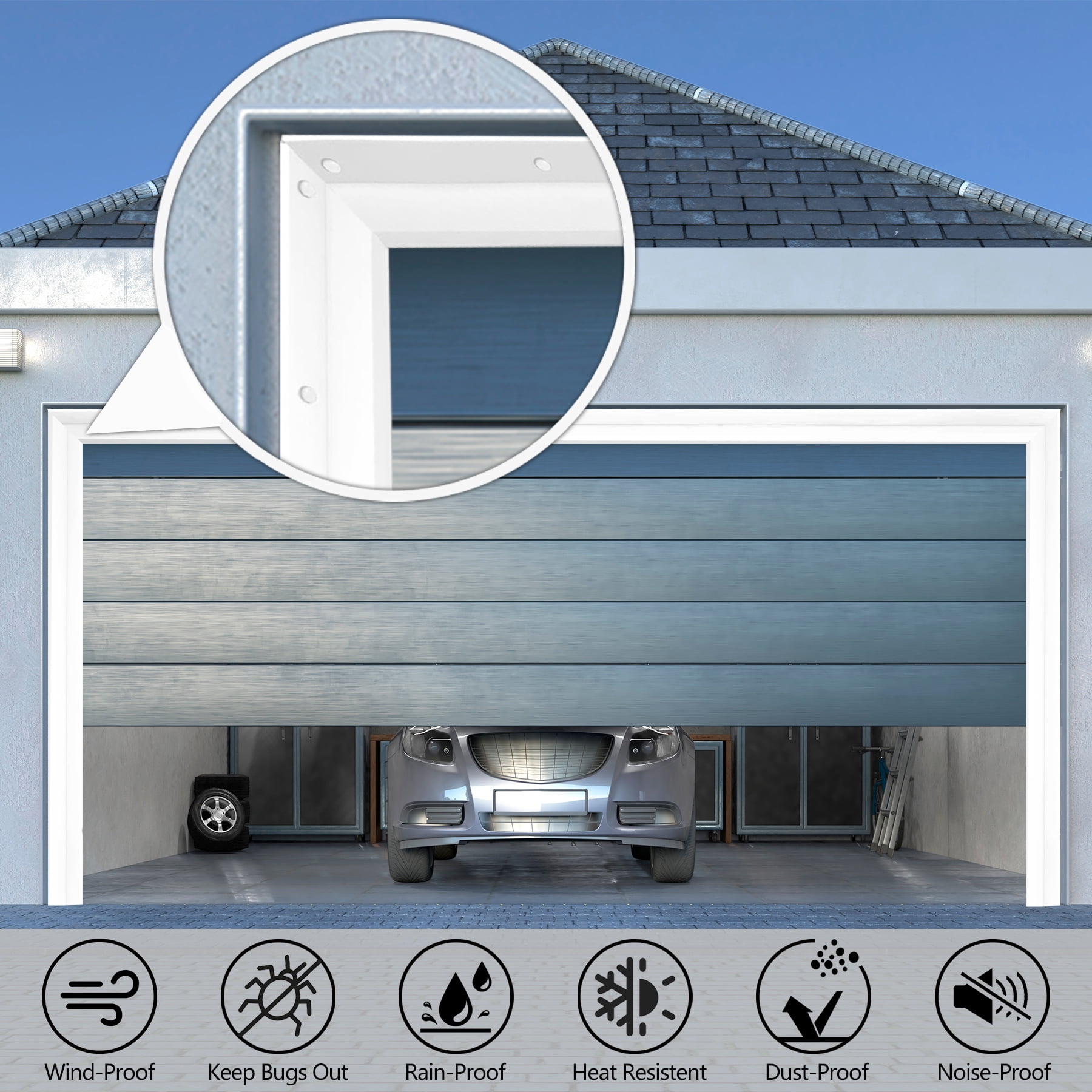 32.8ft Universal Garage Door Top and Sides Seal Strip, Waterproof Self Adhesive Professional Sealing includes 40pcs Screws, White