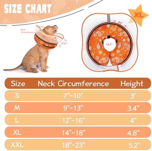 Elevated Inflatable Dog Cone Collar to Stop Licking, Dog Donut Collar After Surgery, Soft Dog Cone Alternative for Small Medium Large Dogs Orange,XL(Neck 14"-18")