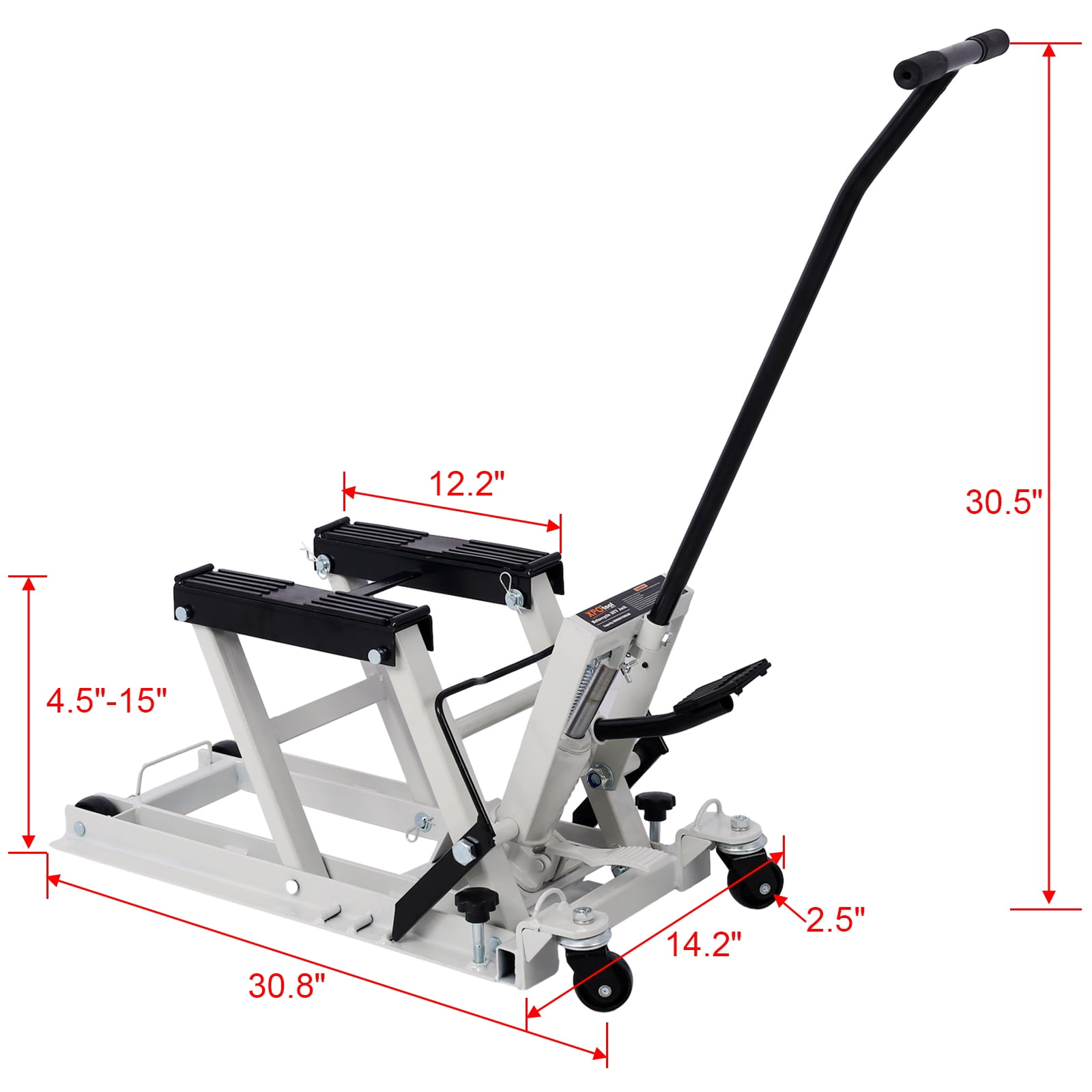 Ataucjin 1500 LBS Capacity ATV Scissor Lift Jack Hydraulic Foot-Operated Jack Stand With Swivel Casters For Motorcycle ATV UTV Powersports