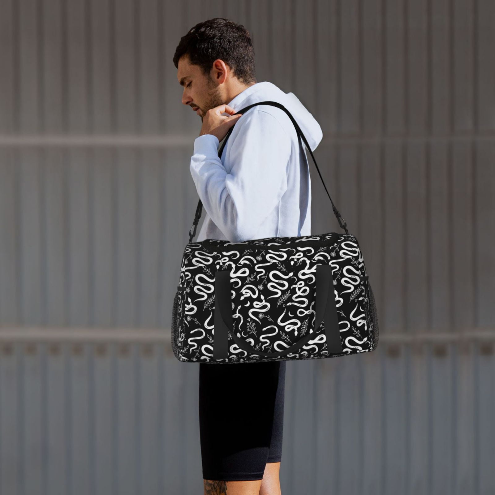 Fuzoiu Hand Drawn Snake Print Travel Duffle Bag,Carry On Tote Bags,Duffel Bag,Sport Gym Bag, Hospital Bag for Labor and Delivery, Overnight Bag,Luggage Bag