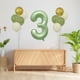 thumbnail image 3 of Juego de globos del primer cumpleaños - 0-9 números de papel de aluminio y 10 globos verdes con cinta para decoraciones de fiesta, 3 of 7