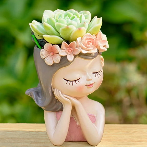 Small Fairy Succulent Plant Pot Kit with Drainage Hole 4 Inch Indoor Cactus Pot Unique Cute Flower Vases Decor C