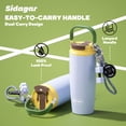 thumbnail image 3 of Sidagar 30 oz Insulated Water Bottle with Straw, Dual Drinking Lid and Carry Handle, Stainless Steel Travel Tumbler, Blue, 3 of 8