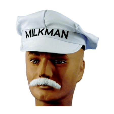 Milkman Hat Retro Adult White Dairy Delivery Cap Milk Man Vintage 50's Costume