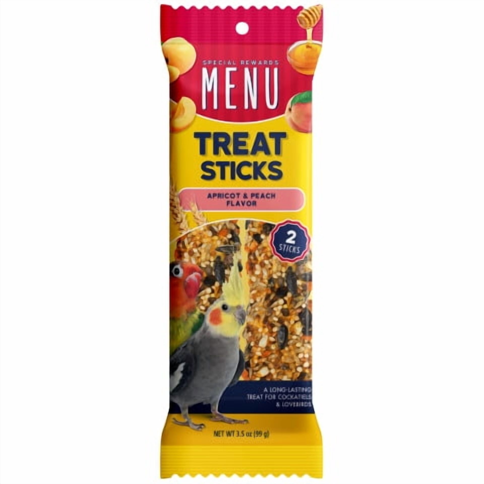 (2 pack) MENU Cockatiel Sticks Apr/Pch 2pk