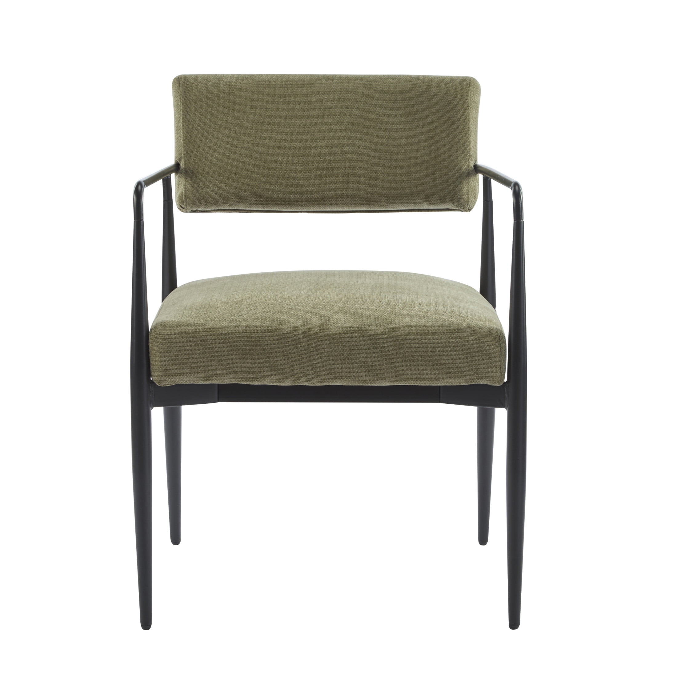 Christopher Knight Home Industrial Upholstered Armchair with Black Metal Frame, Olive Green, Set of 2