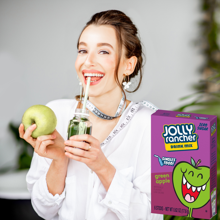 Jolly Rancher Singles To Go Sugar-Free Green Apple Drink Mix, 2