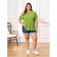 thumbnail image 2 of DARING DIVA Women's Plus Blouses with Crew Neck and Raglan Sleeves 1X Olive Green, 2 of 6