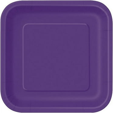 Square Paper Plates, 7 in, Dark Purple, 16ct