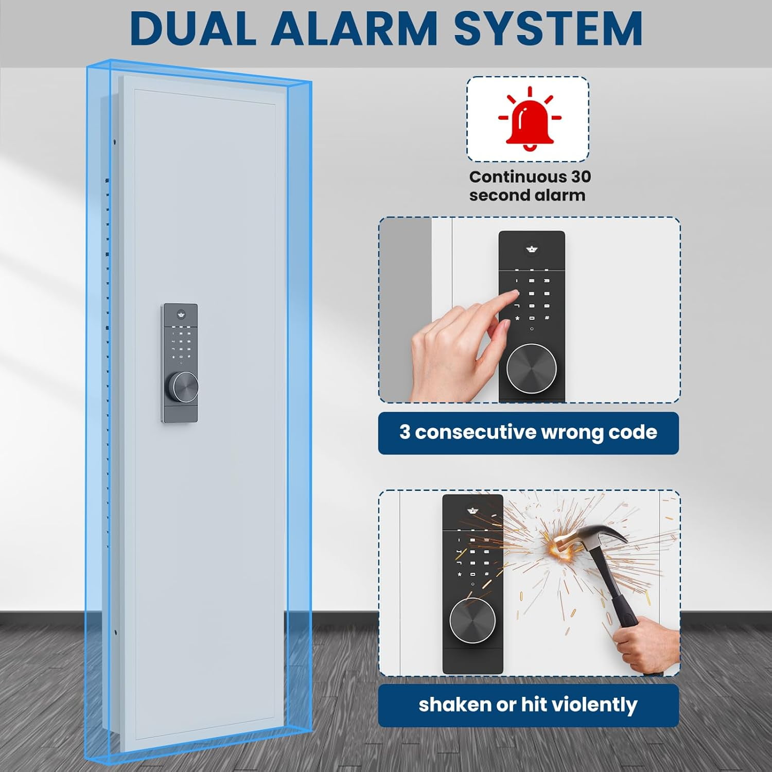 53.15" Tall Wall Safe Between the Studs 16" Centers, Hidden Wall Safes With Removable shelfs and Adjustable Gun Rack, Digital Keypad Wall Gun Safe for Home Cash, Jewelry, Documents - White
