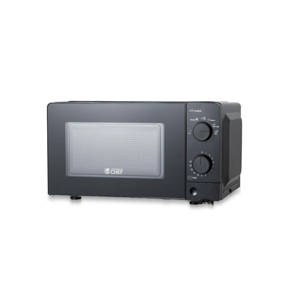 COMMERCIAL CHEF Micro-ondes de 0,6 pied cube avec 6 niveaux de puissance, petit micro-ondes avec poignée, micro-ondes de comptoir 600 W avec minuterie de 30 minutes et commandes mécaniques, noir