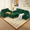 thumbnail image 3 of Pingliang Home Convertible L Shaped Sectional Sofa Couch with Reversible Chaise and Loveseat,3 Seater Modern Sofa with Storage Ottoman for Living Room Home Apartment Studio Office,Green, 3 of 7