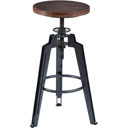 Armen Living Tribeca Adjustable Barstool, Industrial Finish with Pine Wood