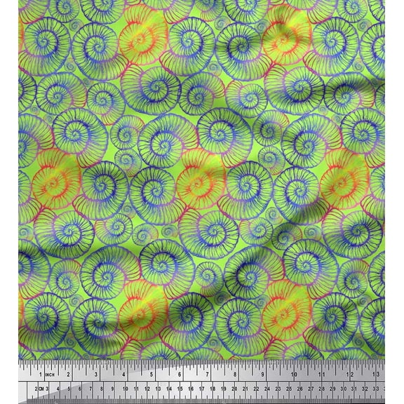 Soimoi Georgette Viscose Fabric Shells Ocean Decor Fabric Printed Yard 42 Inch Wide