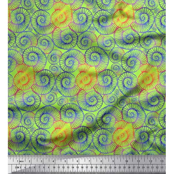 Soimoi Velvet Fabric Shells Ocean Printed Fabric 1 Yard 58 Inch Wide